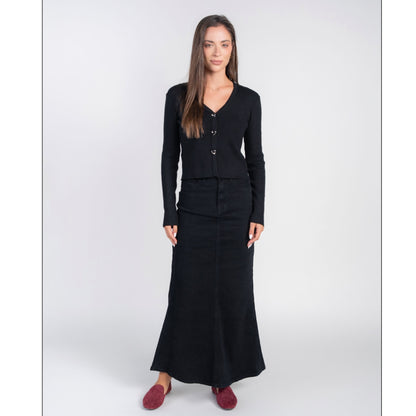 Black Denim Semi Flare Skirt Adina LV