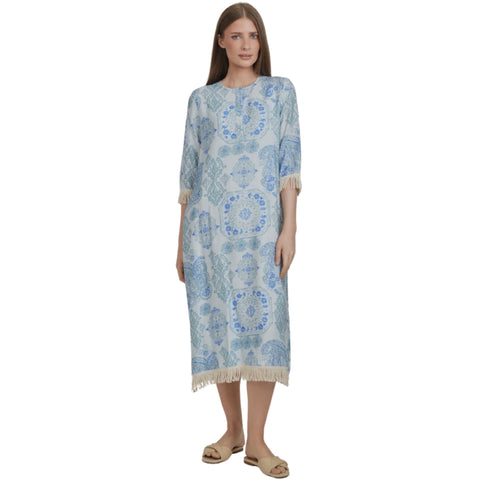 Beach House Dress Blue Paisley