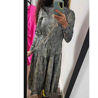 Grey Print Drawstring Dress Lilac Teen - The Mimi Boutique