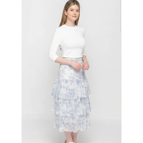 Tiered Toile Gold Fleck Skirt
