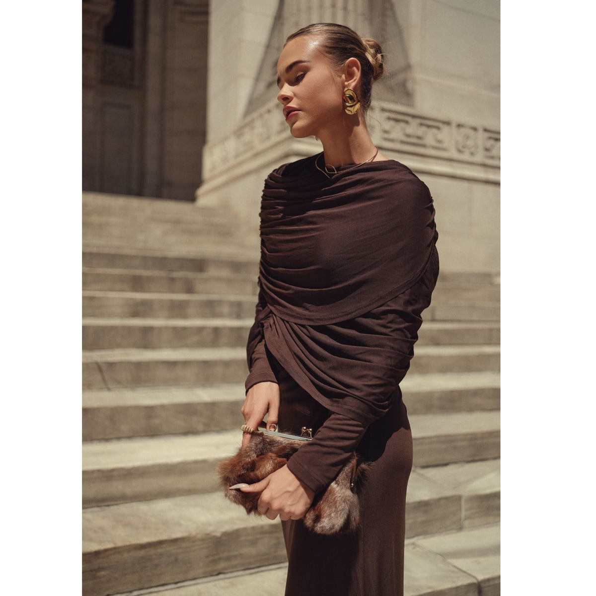 Cape Evening Gown Chocolate Adina LV
