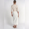 Contrast Pocket Midi Skirt White Denim Adina LV - The Mimi Boutique