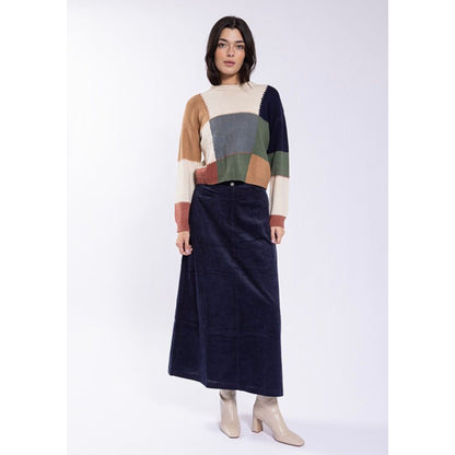 Navy Basic Corduroy Skirt