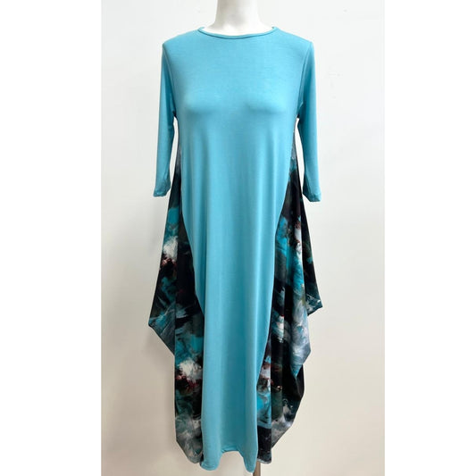 Georgiana Dress Teal Abstract Insert