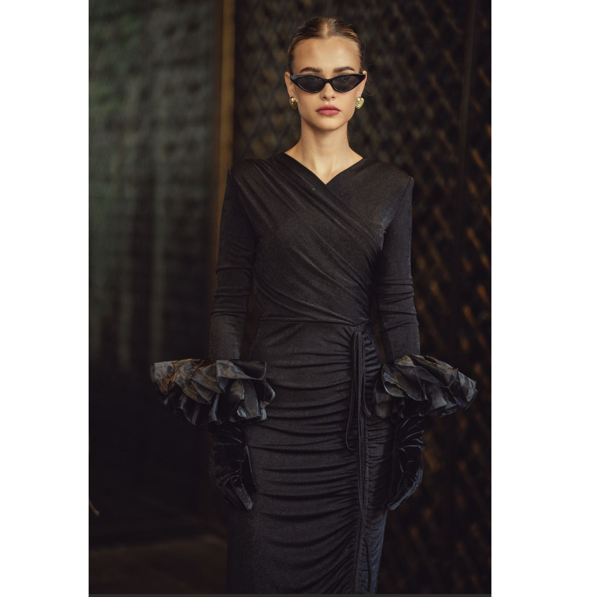 Valerie Midi Dress Black Adina LV