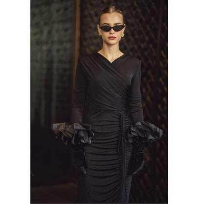 Valerie Midi Dress Black Adina LV