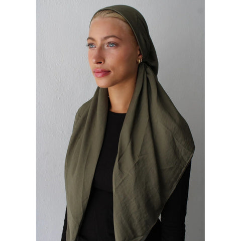 Hunter Green Matte Satin Pretied Headscarf SB