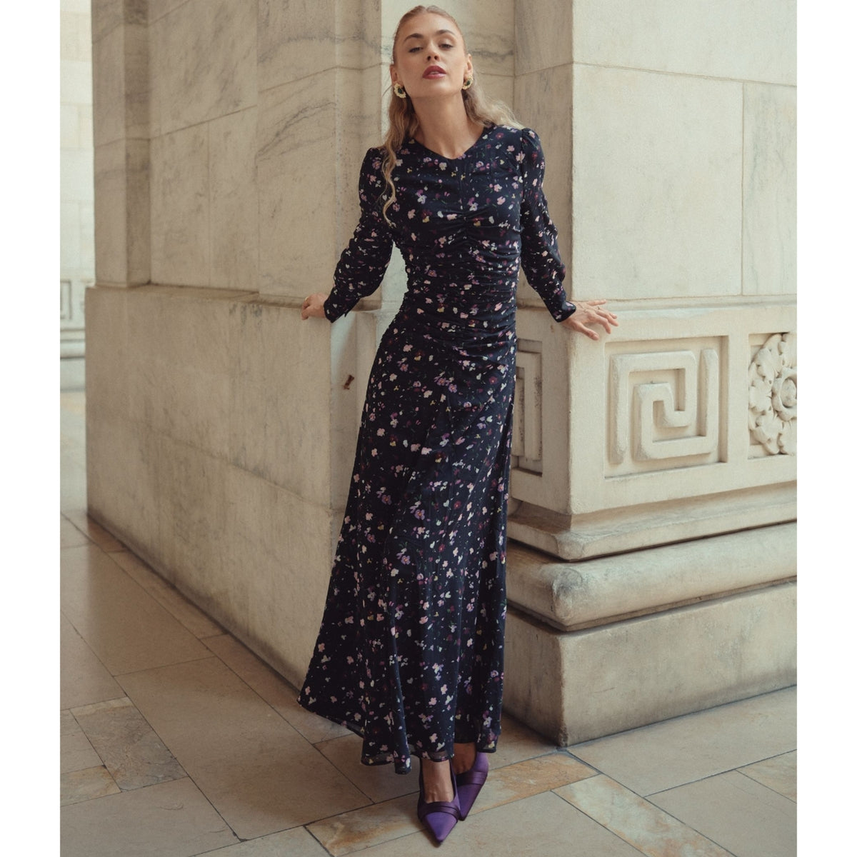 Michalie Midi Dress Preppy Floral Adina LV