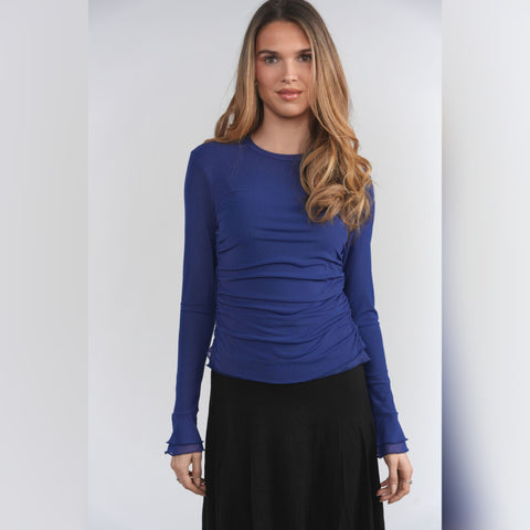 Clarion Navy Mesh Top Lunella