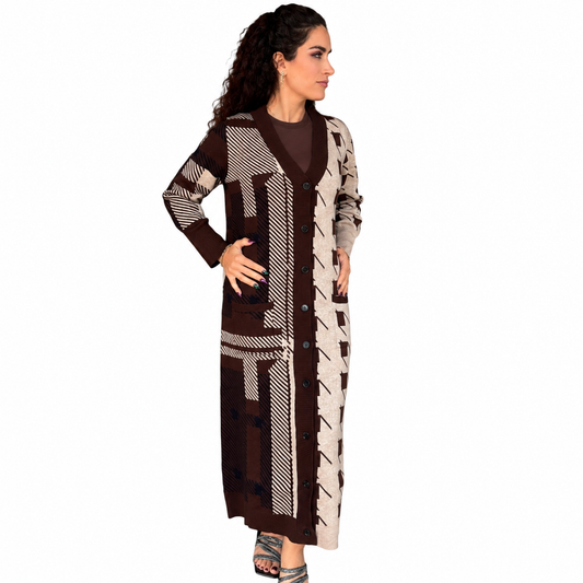 Deep Neck Cardigan Dress Ava Lea