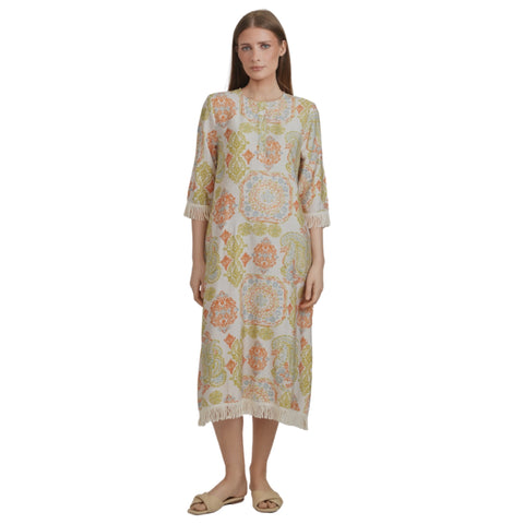 Beach House Dress Orange Paisley