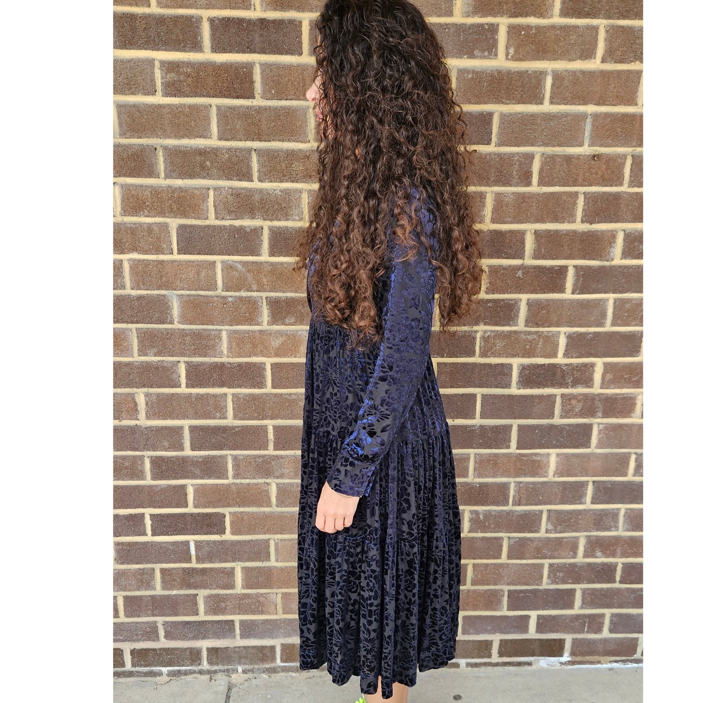 Velvet Floral Dress Lilac Teen - The Mimi Boutique