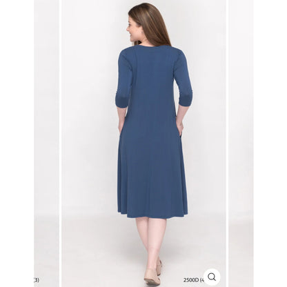 V Neck Denim Blue Jersey Dress
