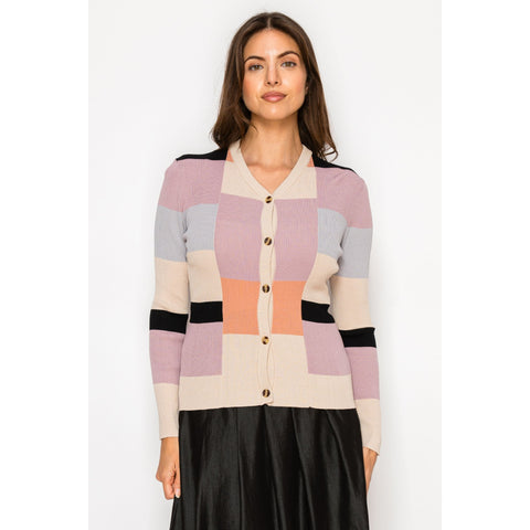 Colorblock Ribbed Cardigan Yal - The Mimi Boutique