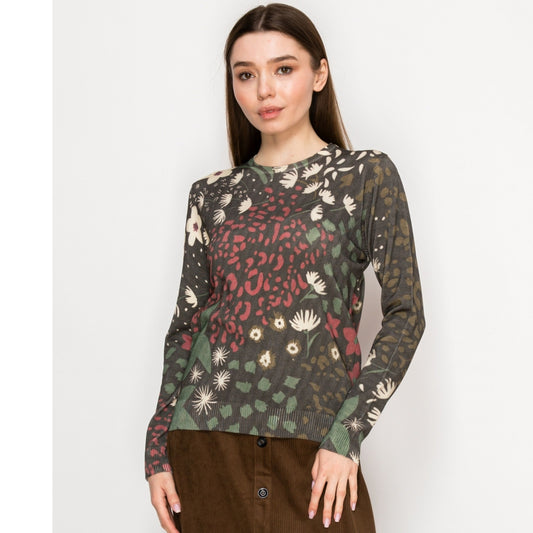 Multi Print Color Sweater - The Mimi Boutique