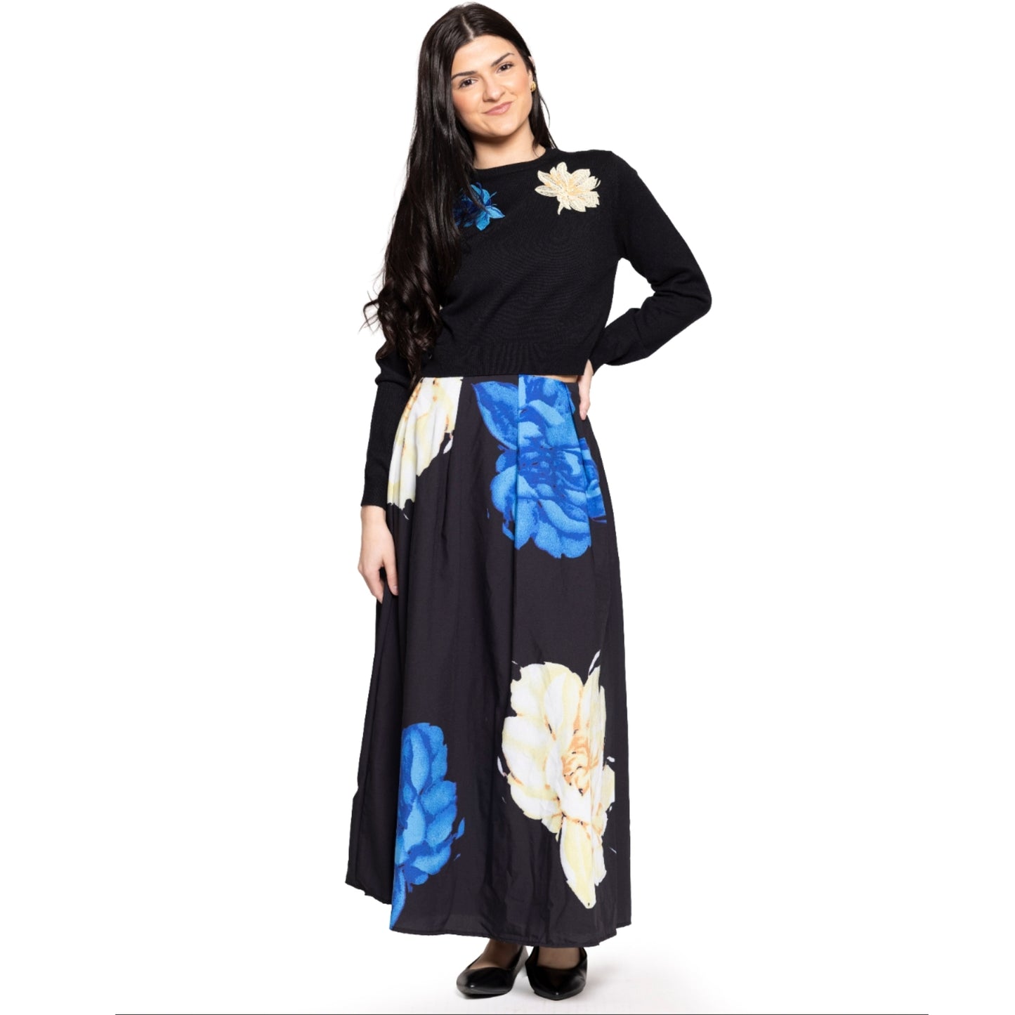 Black Royal Floral Sweater Lilac Teen