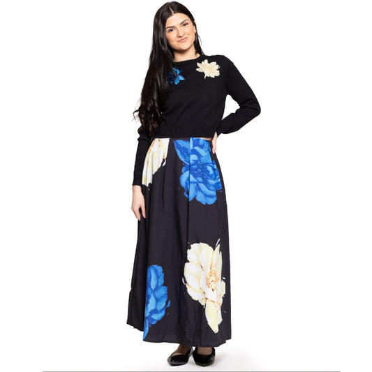 Black Royal Floral Sweater Lilac Teen