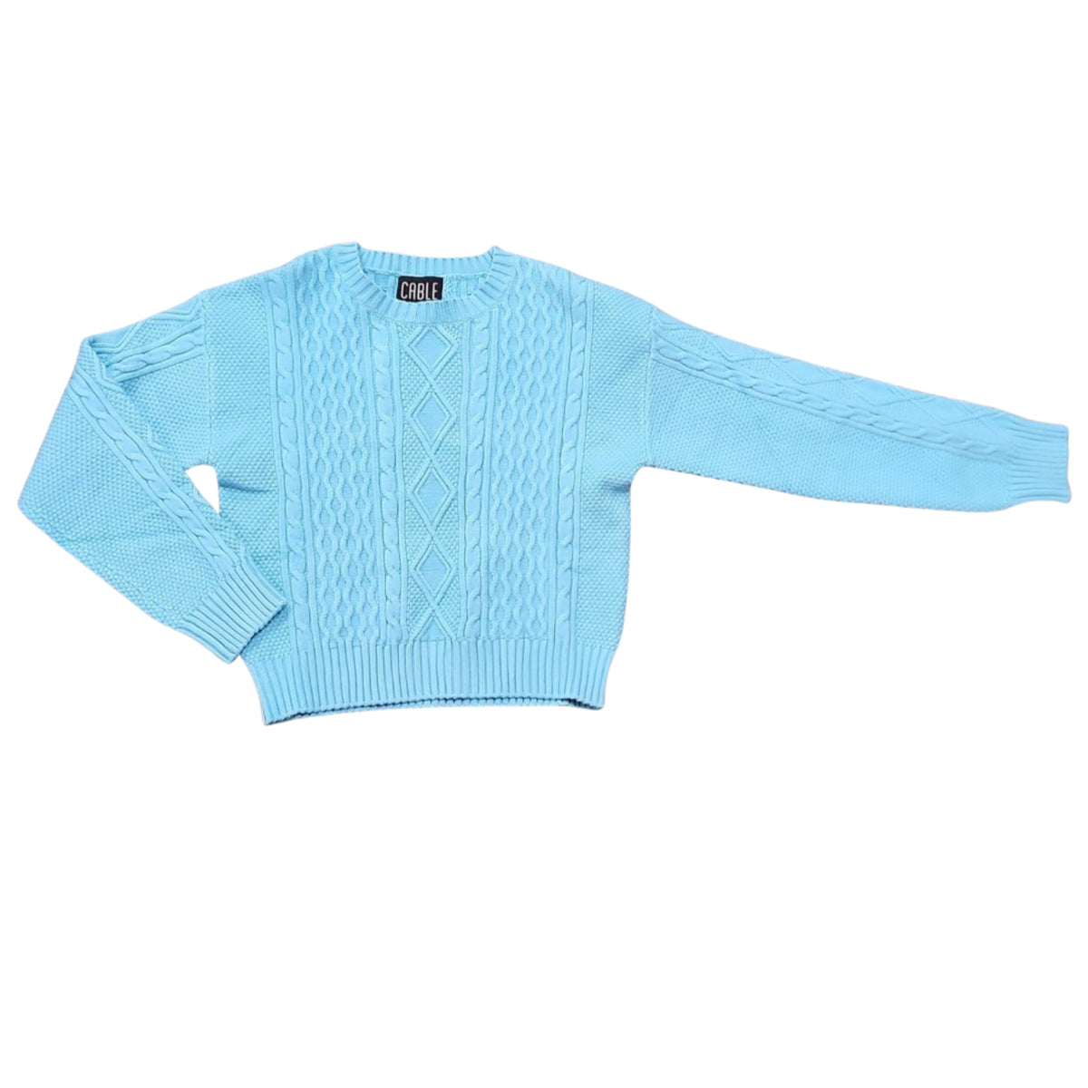 Aqua Cable Sweater - The Mimi Boutique