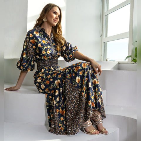 Paula Dress Navy Floral