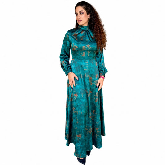 Silky Green Pinto Dress