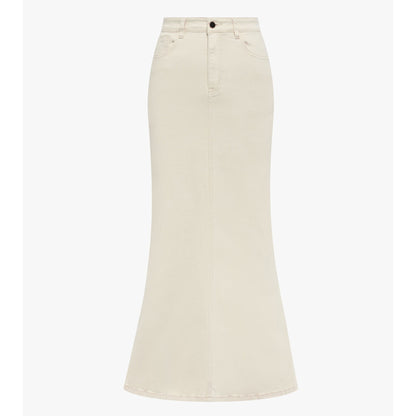 Mermaid Maxi Denim Skirt Cream Adina LV