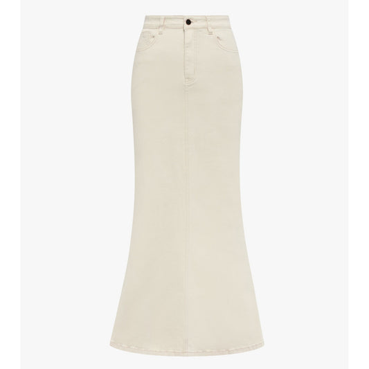Mermaid Maxi Denim Skirt Cream Adina LV