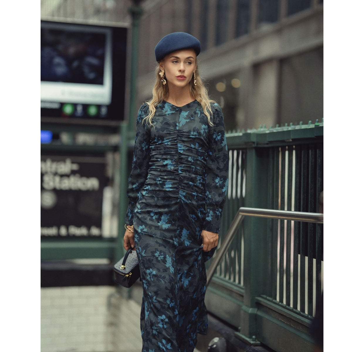 Michalie Midi Dress Teal Floral Adina LV