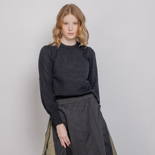 Long Puff Sleeve Sweater Black