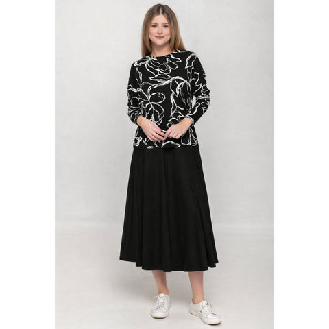 Black Denim Panel Skirt KMW 33" - The Mimi Boutique