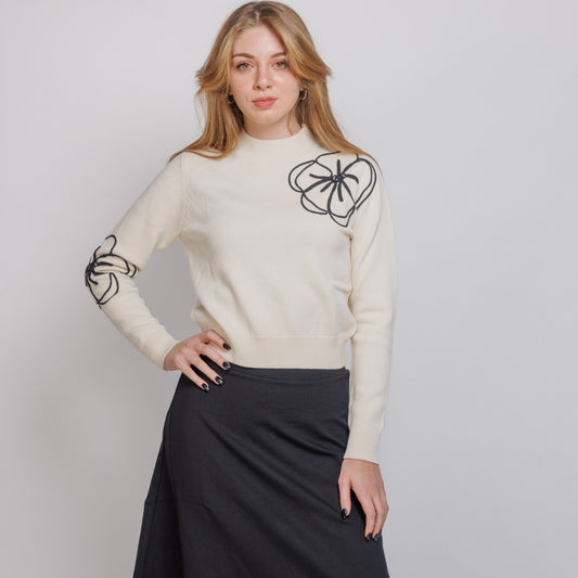 Flower Outline Sweater