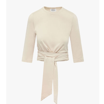 Beige Wraparound Tee Adina LV - The Mimi Boutique