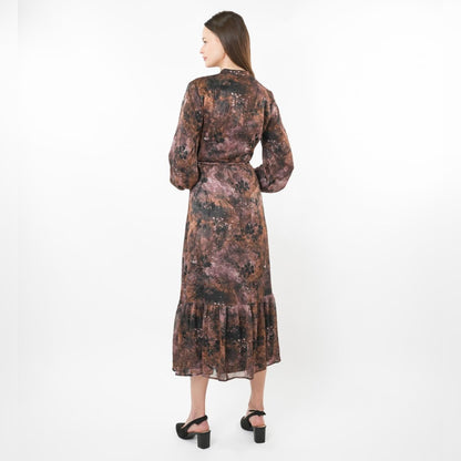 Gold Shimmer Brown Belted Dress
