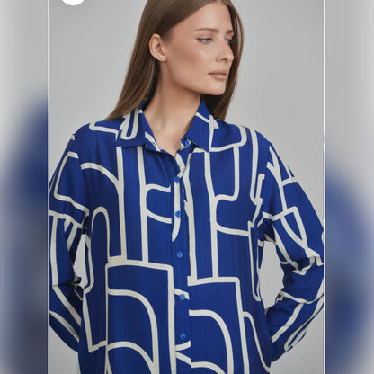 Sarah Dress Blue Abstract