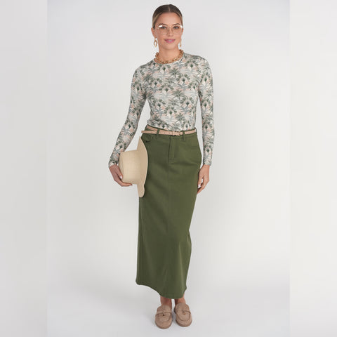 Straight Denim Skirt Olive Adina LV