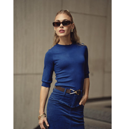 Fray Detail Corduroy Skirt London Blue Adina LV