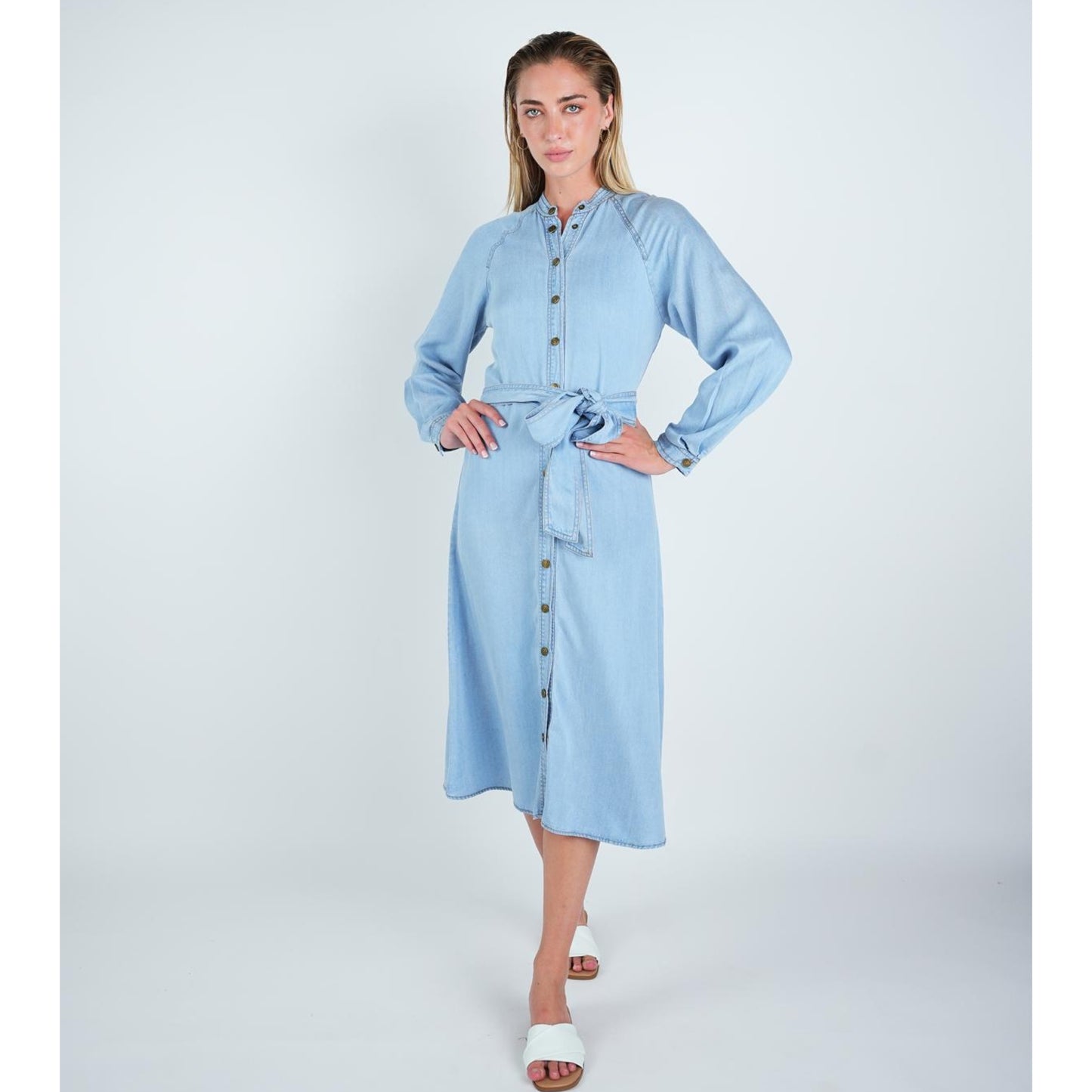 Blue Denim Abgin Shirt Dress - The Mimi Boutique