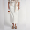 Contrast Pocket Midi Skirt White Denim Adina LV - The Mimi Boutique