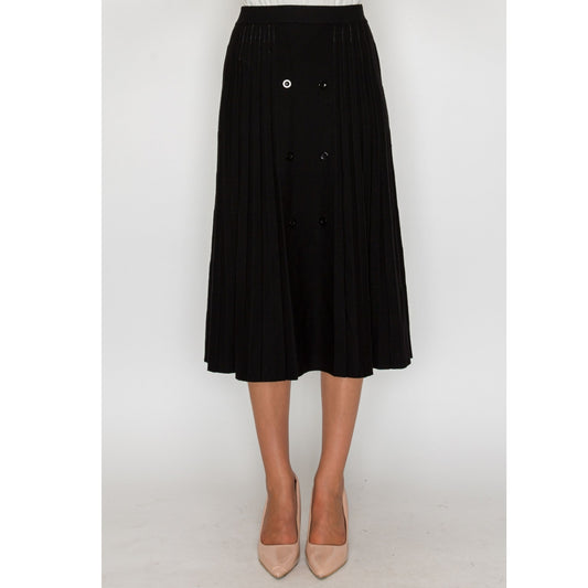 Knit Button Detail Skirt