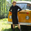 Front Zip Hoodie Dress Black Adina LV