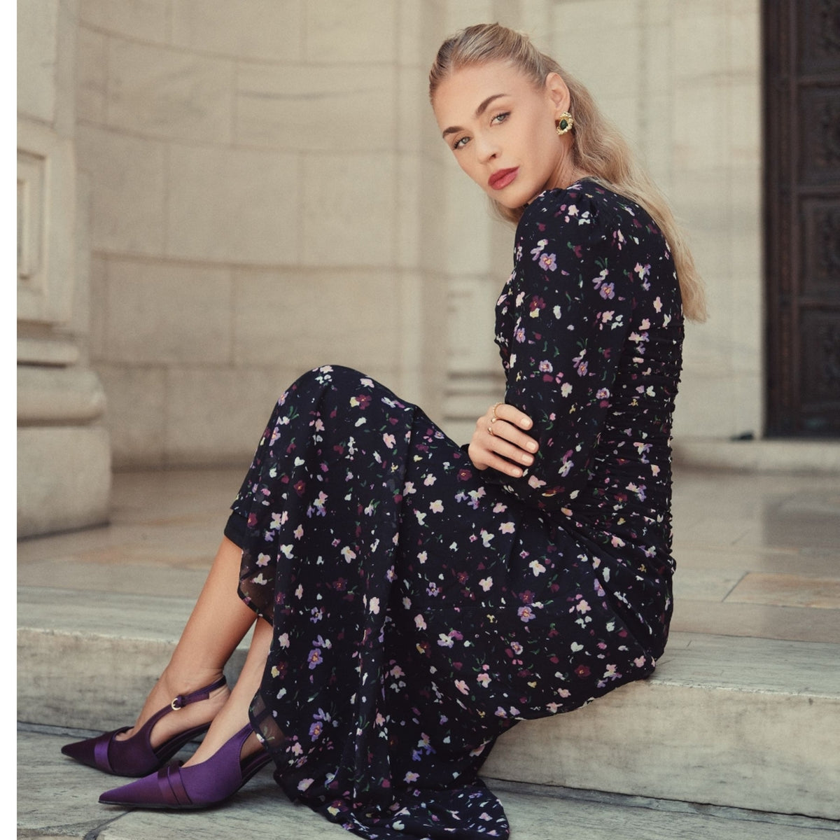 Michalie Midi Dress Preppy Floral Adina LV