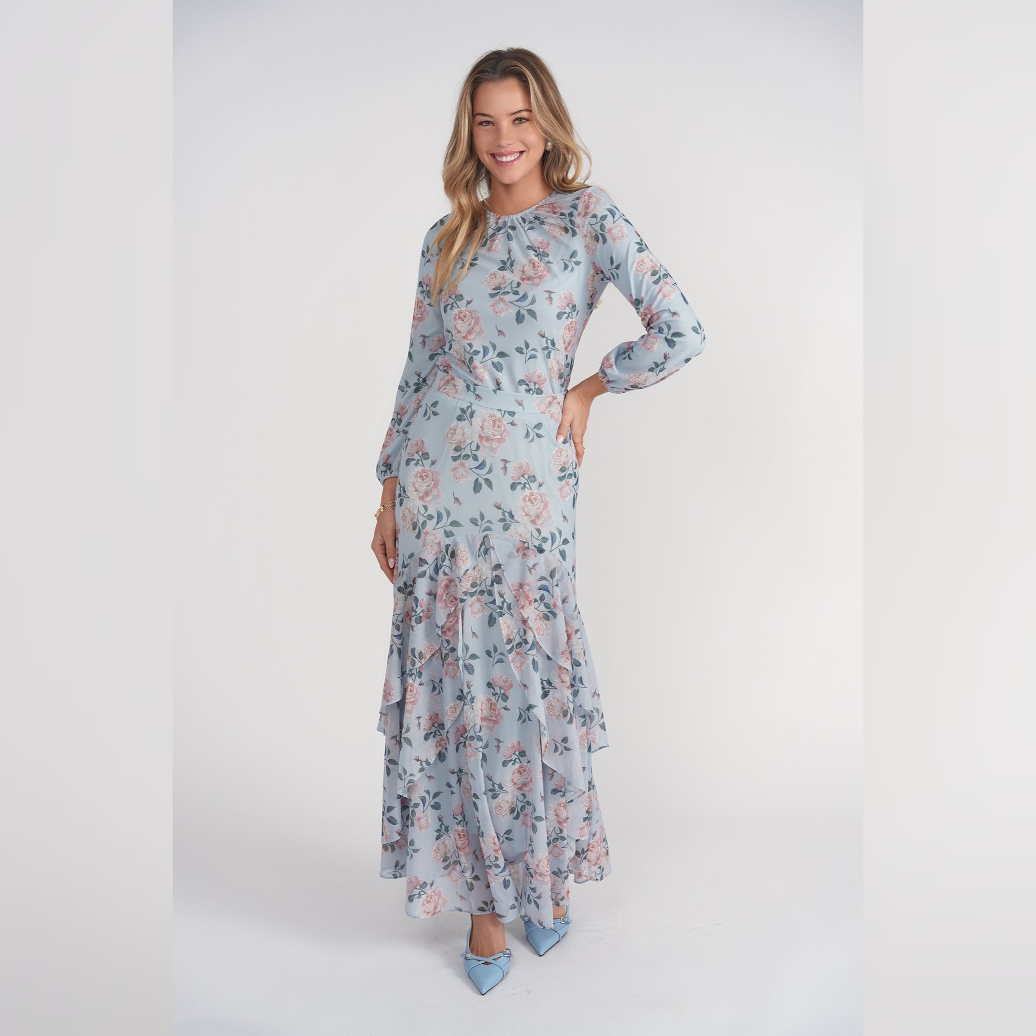 jodi maxi dress Jodi Skirt Blue & Pink Floral Adina LV