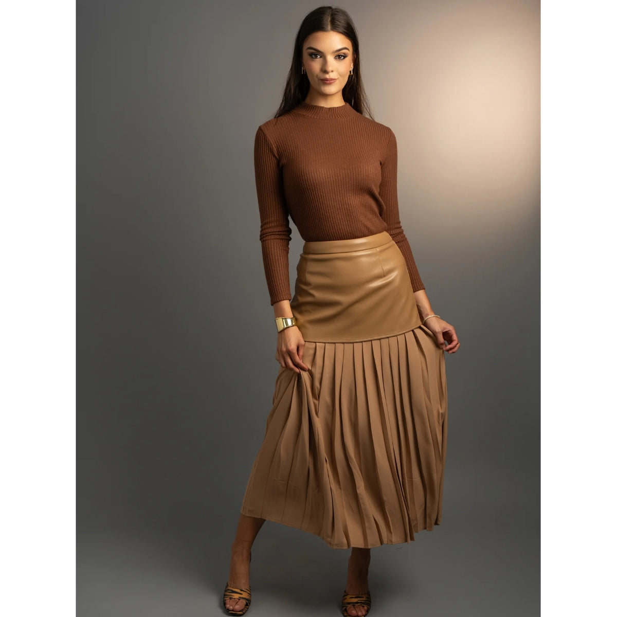 Rebel Romance Caramel Leather Skirt