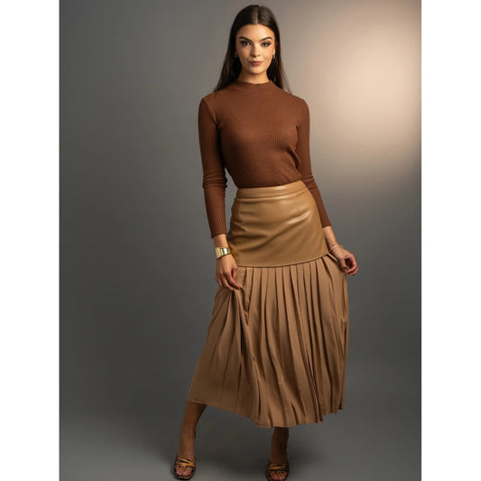 Rebel Romance Caramel Leather Skirt