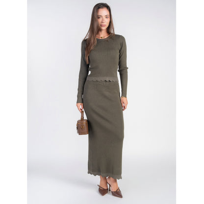 Scalloped Knit Top Olive