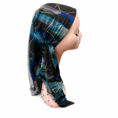 Mesh Tye Dye Criss Cross Pre-Tied Scarf Atifa