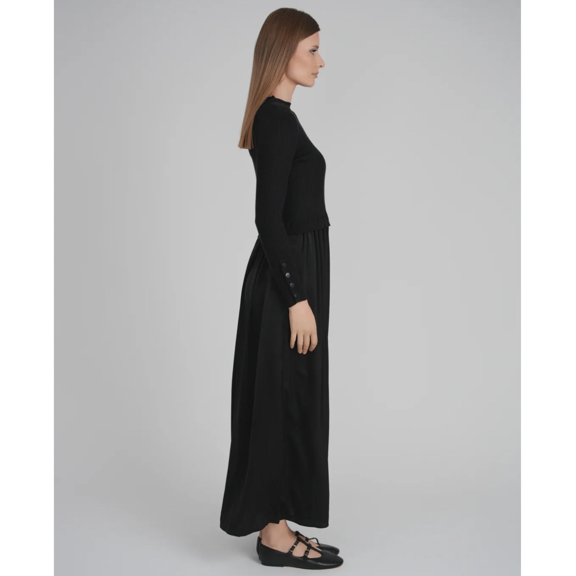 Knit Satin Combo Dress - The Mimi Boutique