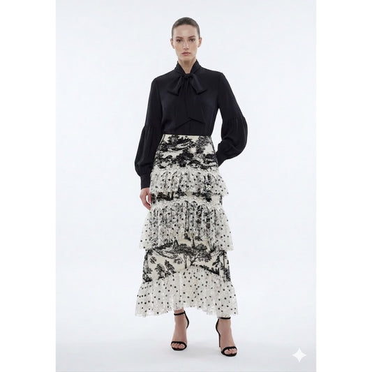 High Low Lace Ruffle Skirt Nina