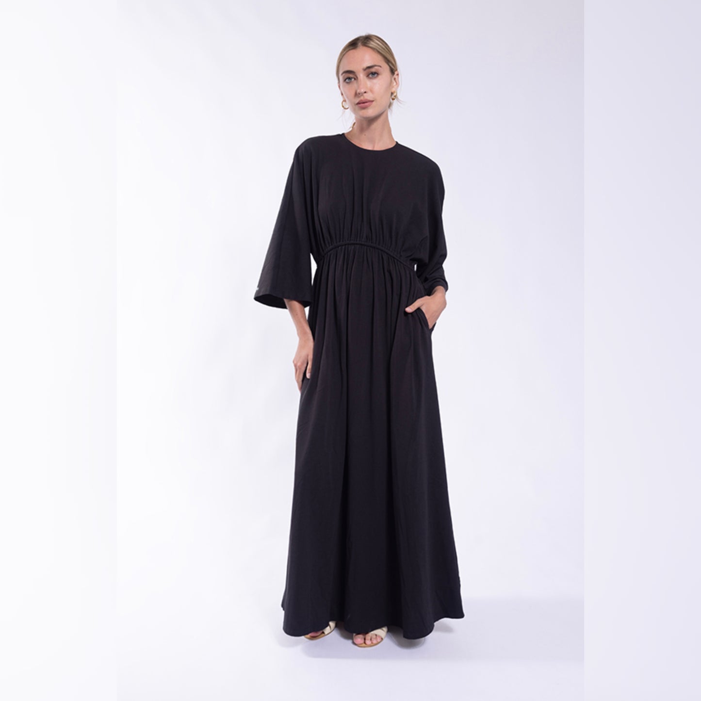 Dolman Gathered Waist Jersey Dress