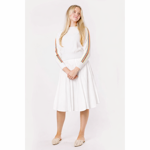 White Crinkle Pleate Skirt - The Mimi Boutique