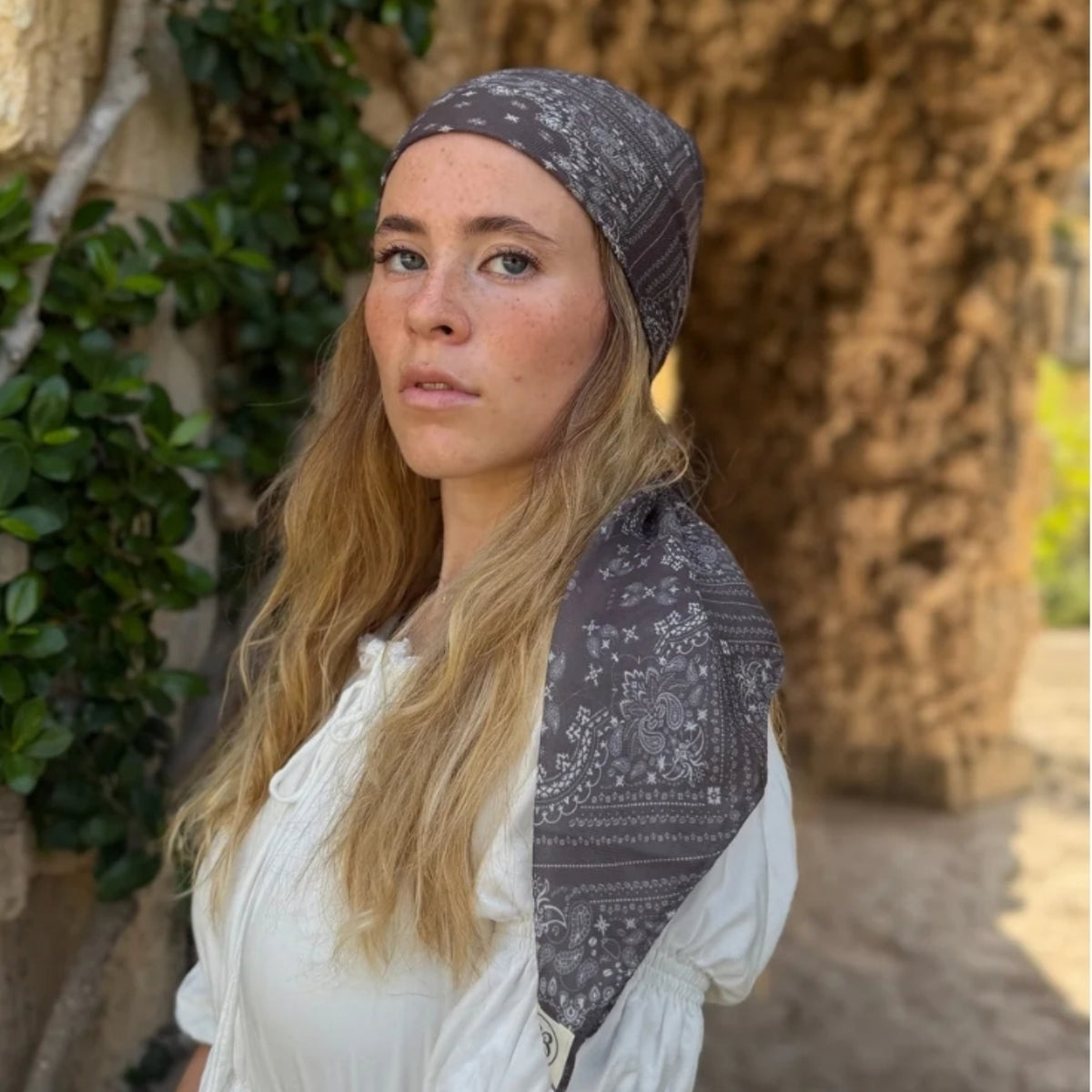 Mocha Paisley Patchwork Headscarf SB